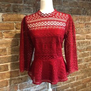Red lace blouse
